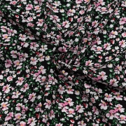 Маломеры штапель 150 см 4041-3 Розовые цветы на черном 1 м