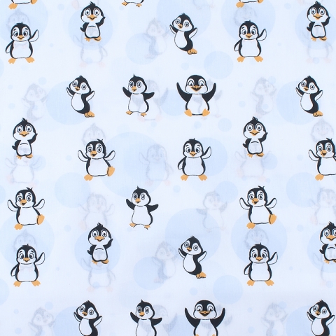 Ткань на отрез бязь плательная 150 см 447 Веселый пингвин