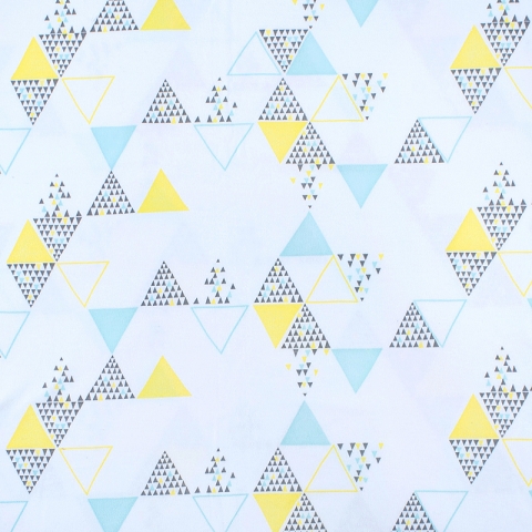Ткань на отрез интерлок пенье Большие треугольники голубой 5708-17