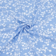 Маломеры штапель 150 см 2607-2 Белые цветы на голубом 0,78 м
