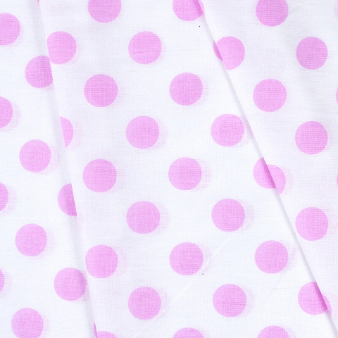 Ткань на отрез бязь плательная 150 см 1422/20А белый фон розовый горох