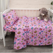 Постельное белье в детскую кроватку из бязи ГОСТ 383/3 Зоопарк цвет розовый