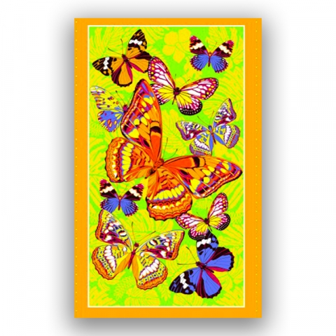 Полотенце вафельное пляжное 441/4 Бабочки цвет желтый 150/75 см