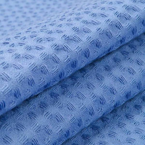 Ткань на отрез вафельное полотно гладкокрашенное 150 см 240 гр/м2 7х7 мм цвет 477 голубой