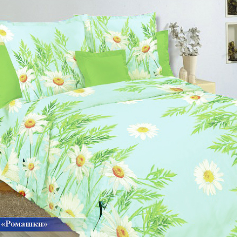 Бязь о/м 120 гр/м2 150 см 1480/1 Ромашки зел