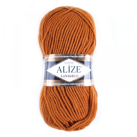 Пряжа для вязания Ализе LanaGold (49%шерсть, 51%акрил) 100гр цвет 234 рыжий