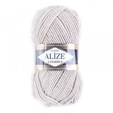 Пряжа для вязания Ализе LanaGold (49%шерсть, 51%акрил) 100гр цвет 152 беж меланж