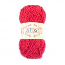 Пряжа для вязания Ализе Softy (100% микрополиэстер) 50гр/115 м цвет 056 красный