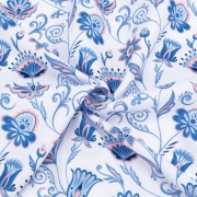 Ткань на отрез габардин 2305-2 Цветочная фантазия цвет синий