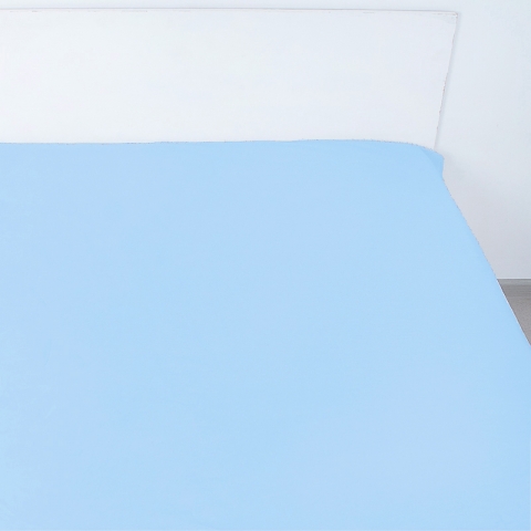 Простынь на резинке поплин цвет голубой 180/200/20 см