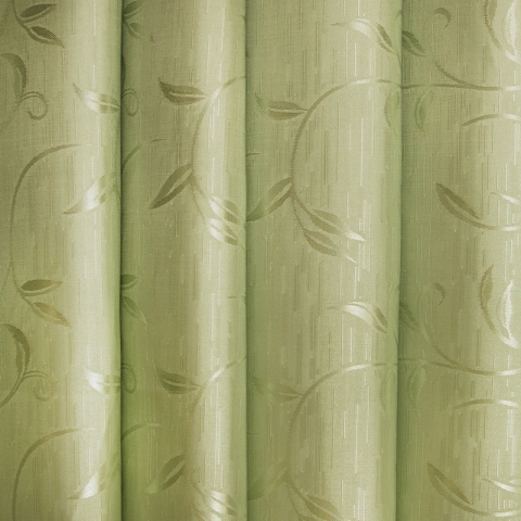 Портьерная ткань 150 см 6 цвет зеленый ветка-лист