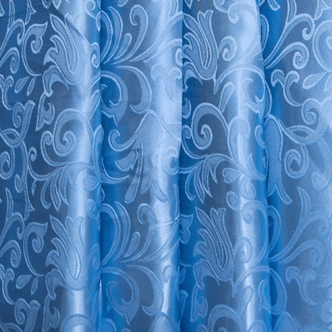 Портьерная ткань 150 см 68 цвет голубой вензель