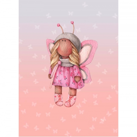 Ткань на отрез перкаль детский 112/150 см 05 Миланья с крыльями цвет розовый