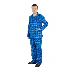 Пижама мужская фланель клетка 48-50 цвет голубой