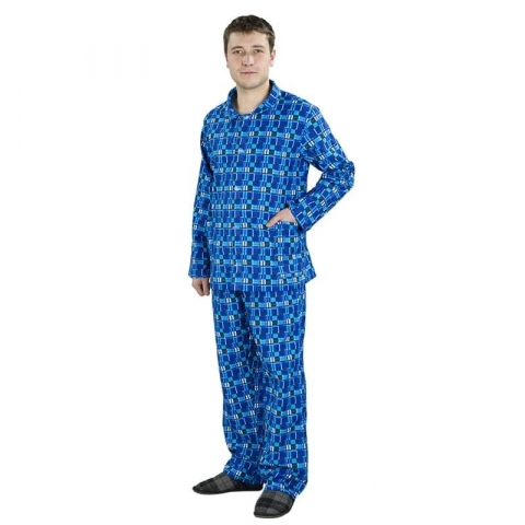 Пижама мужская рукав длинный фланель набивная 40-42 уценка