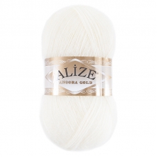 Пряжа для вязания Ализе AngoraGold (20%шерсть, 80%акрил) 100гр цвет 001 кремовый