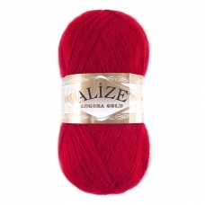 Пряжа для вязания Ализе AngoraGold (20%шерсть, 80%акрил) 100гр цвет 106 красный