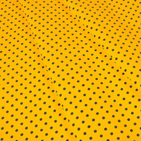 Ткань на отрез бязь плательная 150 см 1359/4 желтый фон черный горох