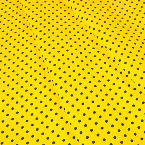 Ткань на отрез бязь плательная 150 см 1359/5 лимонный фон черный горох