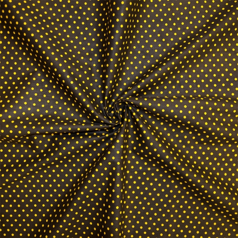 Ткань на отрез бязь плательная 150 см 1359/10 черный фон желтый горох