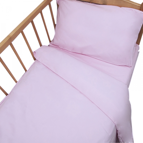 Постельное белье в детскую кроватку с простыней на резинке Розовый сатин