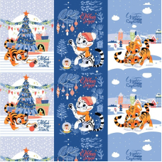 Вафельное полотно набивное 150 см 3088-1 Тигрята