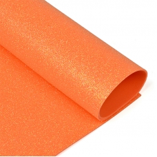 Фоамиран глиттерный 2 мм 20/30 см MG.GLIT.H046 цвет оранжевый 1 лист