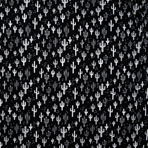 Ткань на отрез кулирка R2031-V1 Кактусы цвет черный