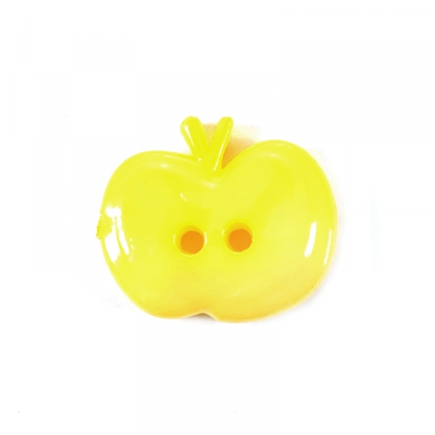 Пуговица детская на два прокола Яблоко 15 мм цвет желтый упаковка 24 шт