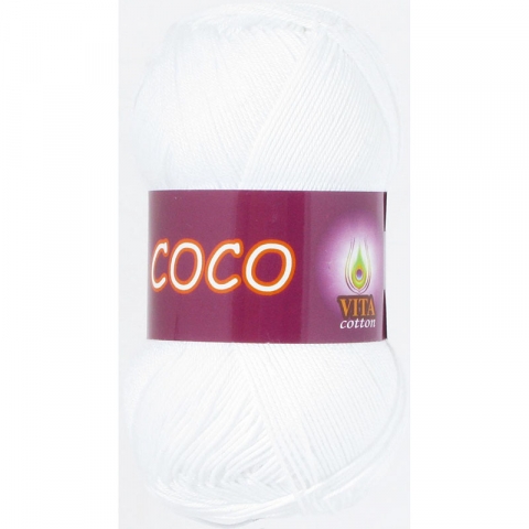 Coco 3851 100% мерсеризованный хлопок 50гр 240м (Индия) цвет белый