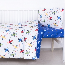 Постельное белье в детскую кроватку из поплина 2014+394/21  с простыней на резинке