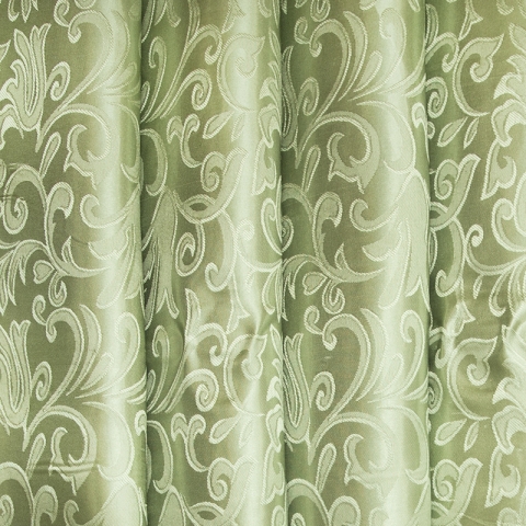 Портьерная ткань 150 см на отрез 6 цвет зеленый вензель