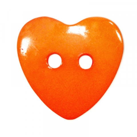 Пуговица детская на два прокола Сердце 14 мм цвет оранжевый упаковка 24 шт