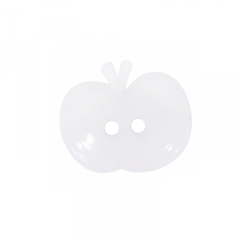 Пуговица детская на два прокола Яблоко 15 мм цвет белый упаковка 24 шт