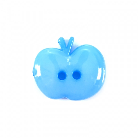 Пуговица детская на два прокола Яблоко 15 мм цвет голубой упаковка 24 шт