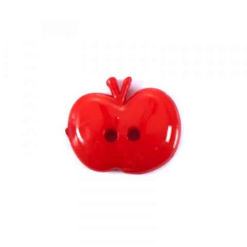 Пуговица детская на два прокола Яблоко 15 мм цвет красный упаковка 24 шт