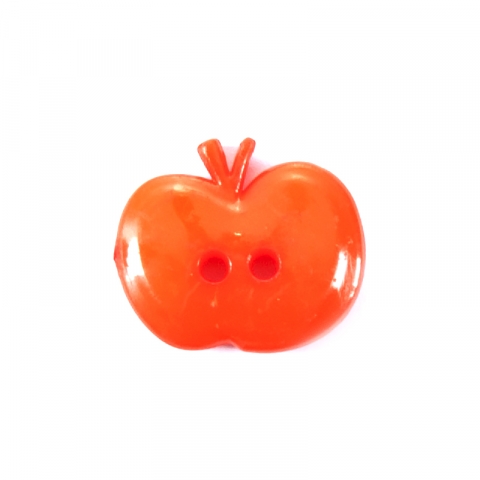 Пуговица детская на два прокола Яблоко 15 мм цвет оранжевый упаковка 24 шт
