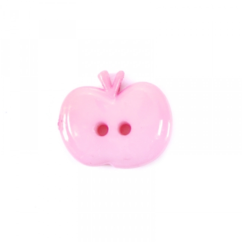 Пуговица детская на два прокола Яблоко 15 мм цвет розовый упаковка 24 шт