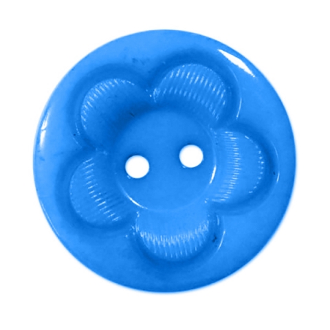 Пуговица детская на два прокола кругл Цветок 18 мм цвет голубой упаковка 24 шт