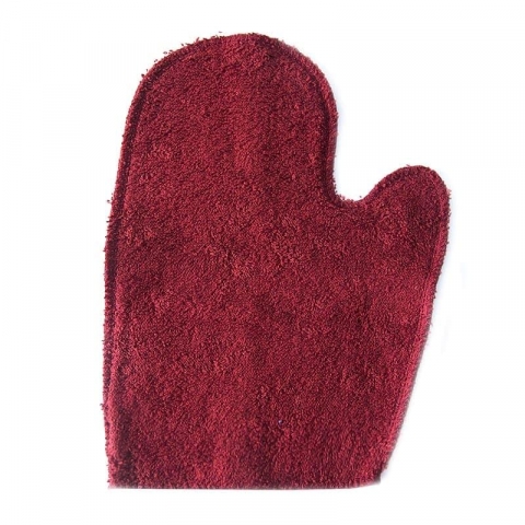 Махровая рукавичка для бани и сауны цвет бордовый