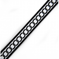 Лампасы №125 черный белый с кольцами 3см 1 метр