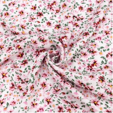 Ткань на отрез штапель 150 см 2306-2 Цветы на белом