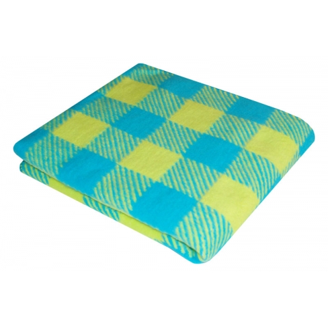 Одеяло детское байковое жаккардовое Клетка 140/100 см синий/желтый