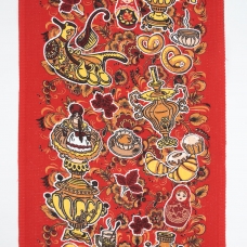 Ткань на отрез вафельное полотно 45 см 144 гр/м2 1492/1 Русские традиции цвет красный