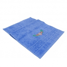 Махровое полотенце с вышивкой Цветы 40/70 см цвет синий