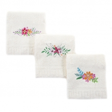 Махровое полотенце с вышивкой Цветы 40/70 см цвет шампань