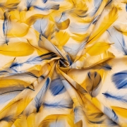 Ткань на отрез штапель 150 см 90623-4 Воздушные перья цвет желто-синий