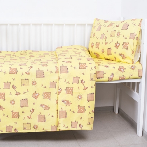 КПБ в детскую кроватку 120гр/м2 с нав.40/60 366/4 Жирафики цвет желтый (Б)