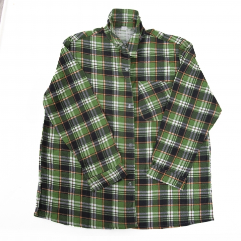 Рубашка мужская рукав длинный фланель набивная 56-58 Клетка Зеленая