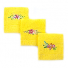 Махровое полотенце с вышивкой Цветы 40/70 см цвет лимонный